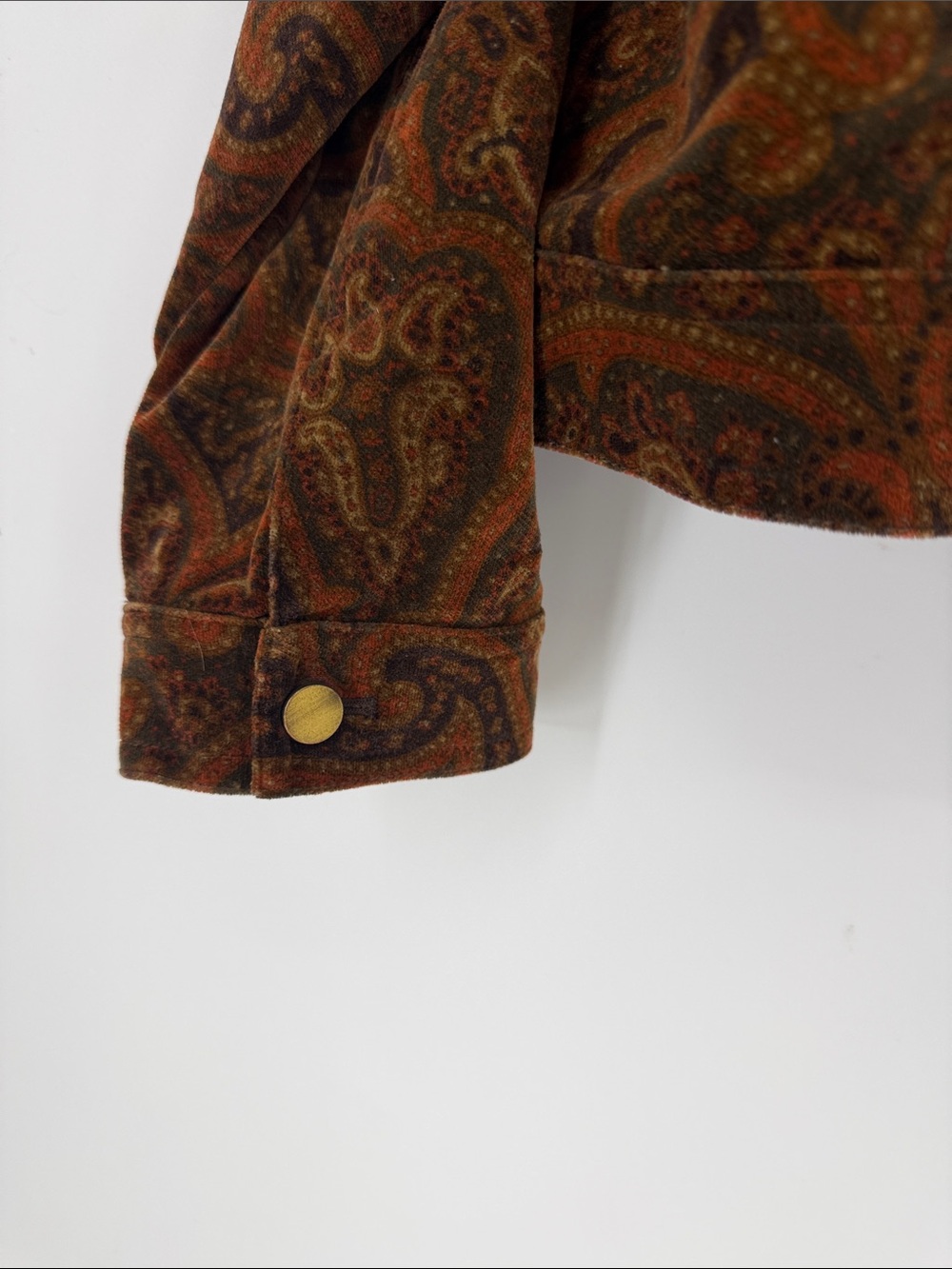 Rena Rowan Paisley Cotton Jacket Large Brown Rust Boho Western Vintage Style - Picture 4 of 7